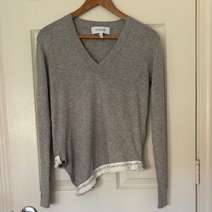 Derek Lam 10 Crosby grey sweater chain detail fringe